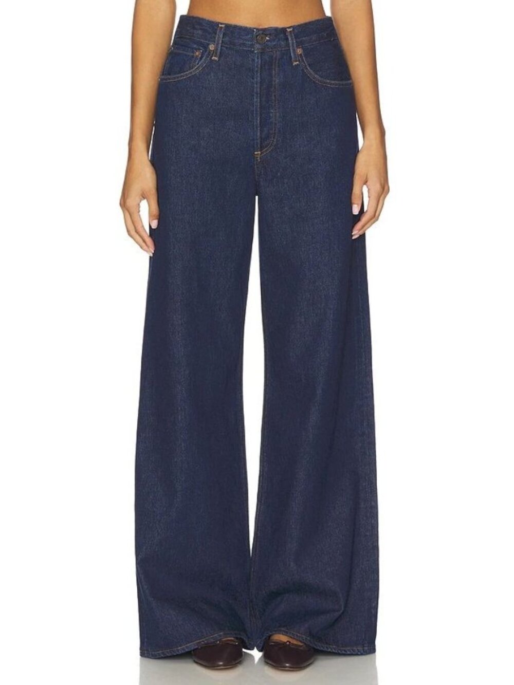 Agolde Dame Wide Leg Jeans Contemporary Y2K 90s Classic Denim Dark Womens 33